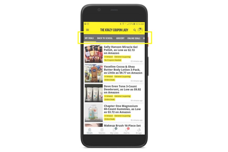 screenshot of Android app showing how to navigate