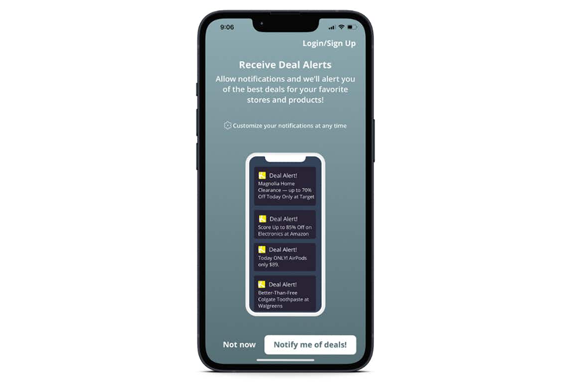 screenshot of iOS app showing deal alerts