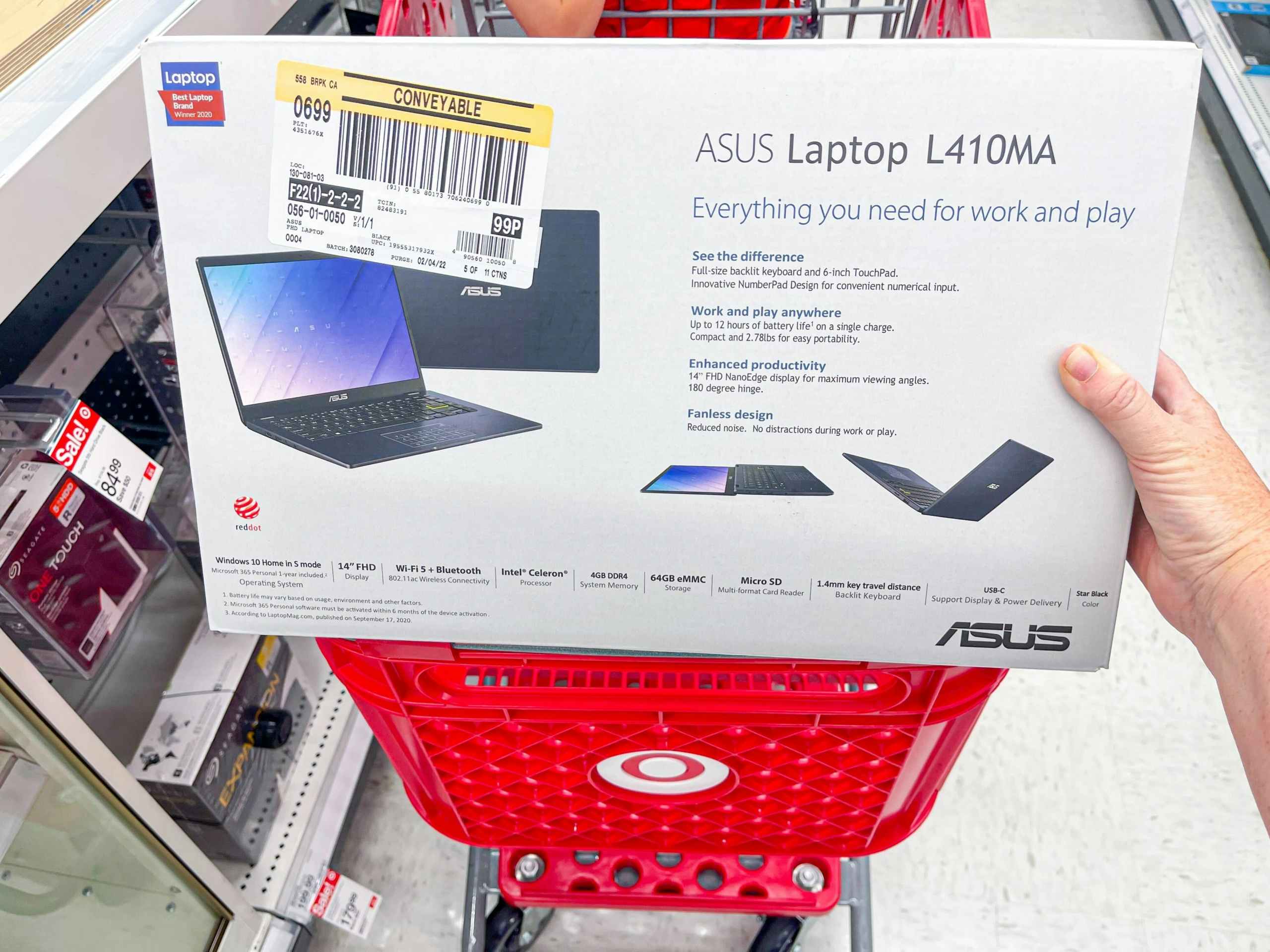box for a laptop in Target shopping cart