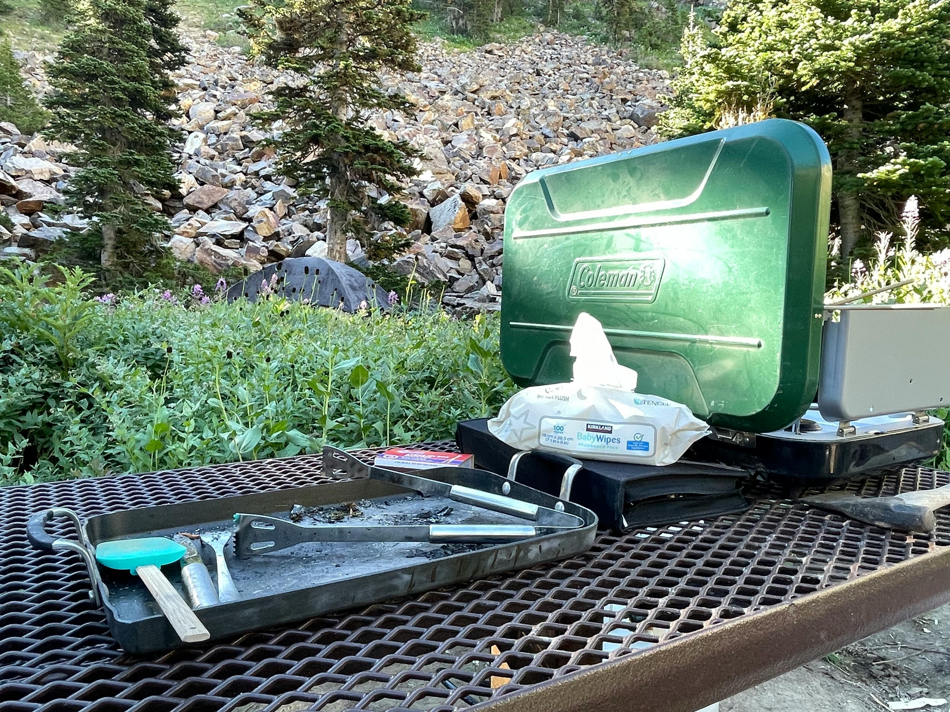 baby wipes at a campsite