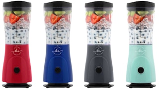 red, dark blue, grey, light blue stock image collage of personal blenders