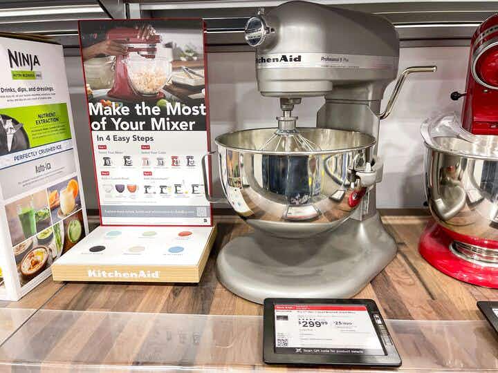 kitchenaid pro mixer on display