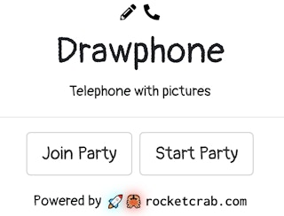 A screenshot of the Drawphone game on https://drawphone.tannerkrewson.com