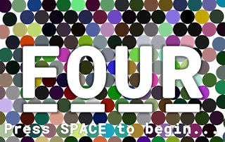 A screenshot of the starting screen from the online game Four on the itch.io website.