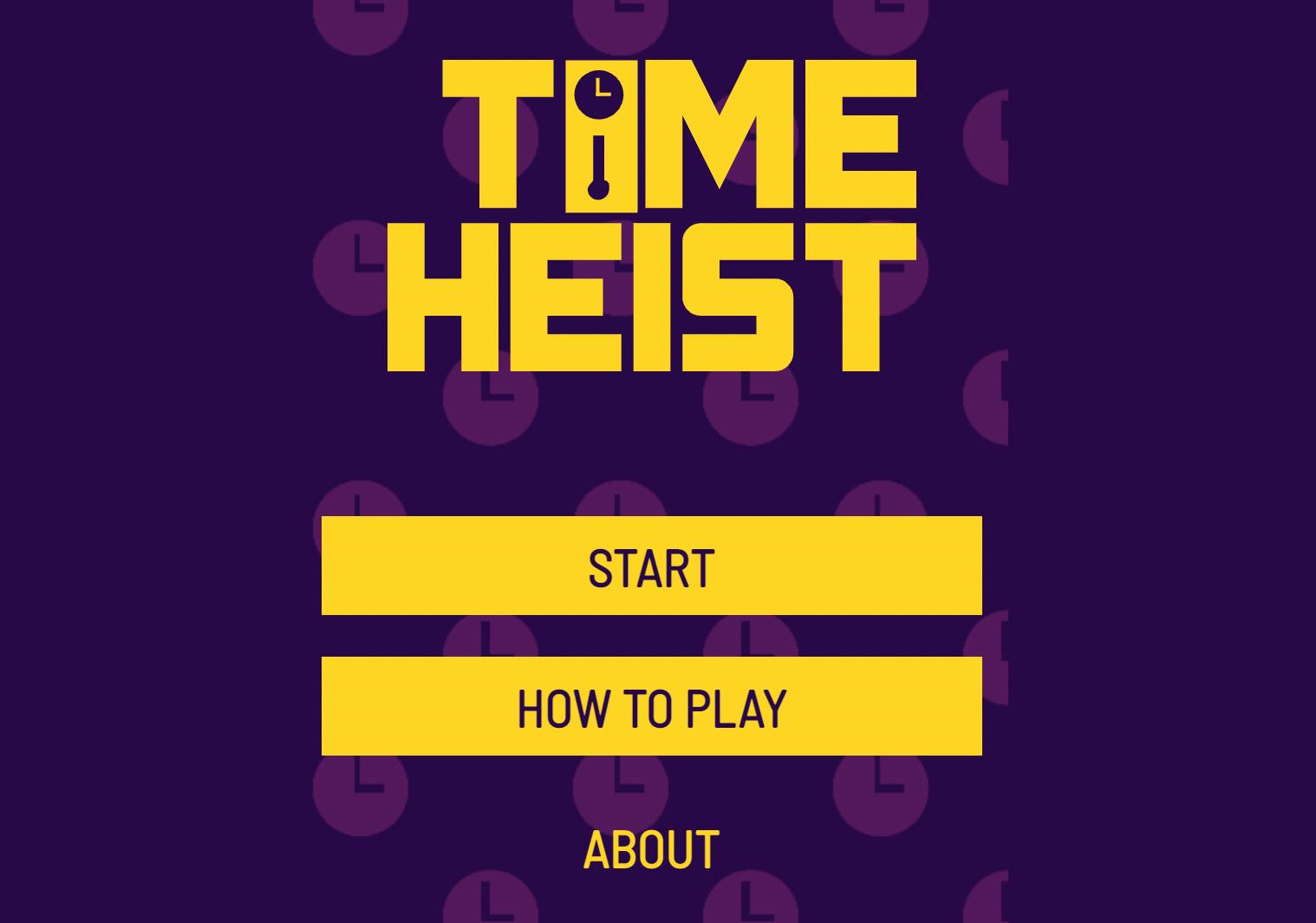 A screenshot from the Time Heist online game start screen.