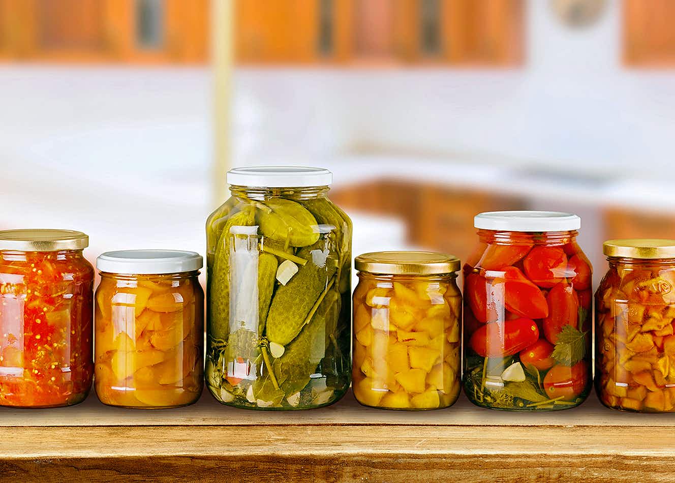 various canning mason jars fruits vegetables