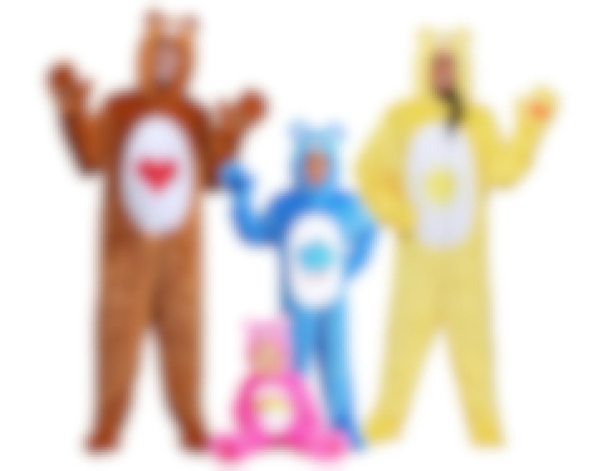 family dressed in Care Bears Halloween costumes