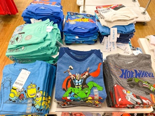 display of boys graphic tees