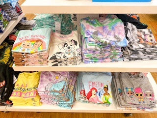 display of girls graphic tees