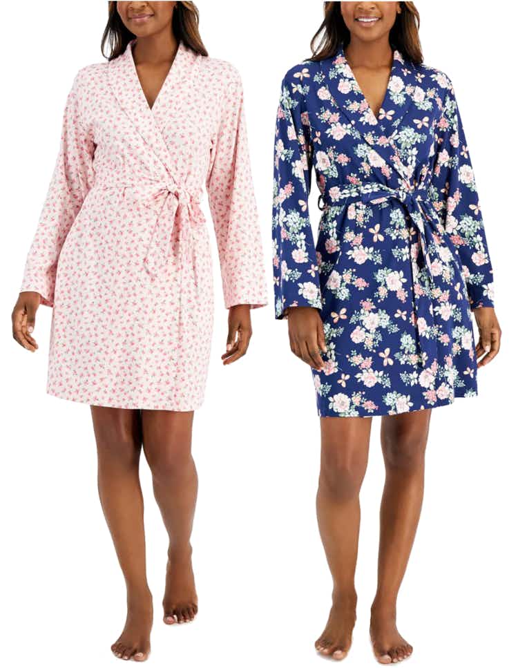 collage of printed short womens robes