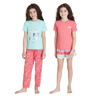 youth eddie bauer 4 piece pajama set in pink and teal