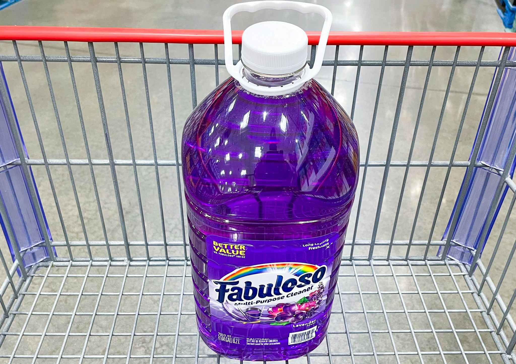 big fabuloso cleaner in a cart at costco