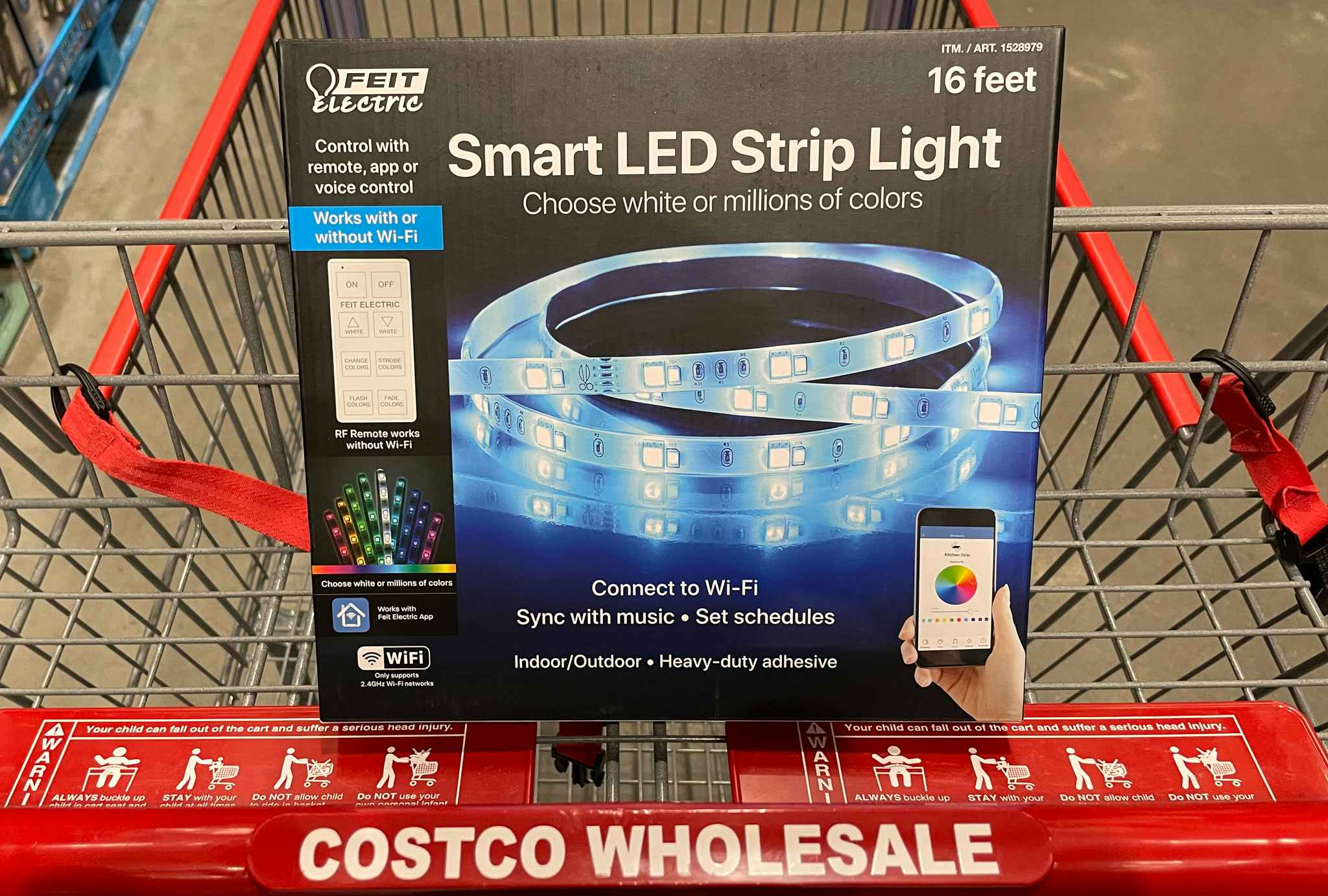 led strip light in a box in a cart at costco