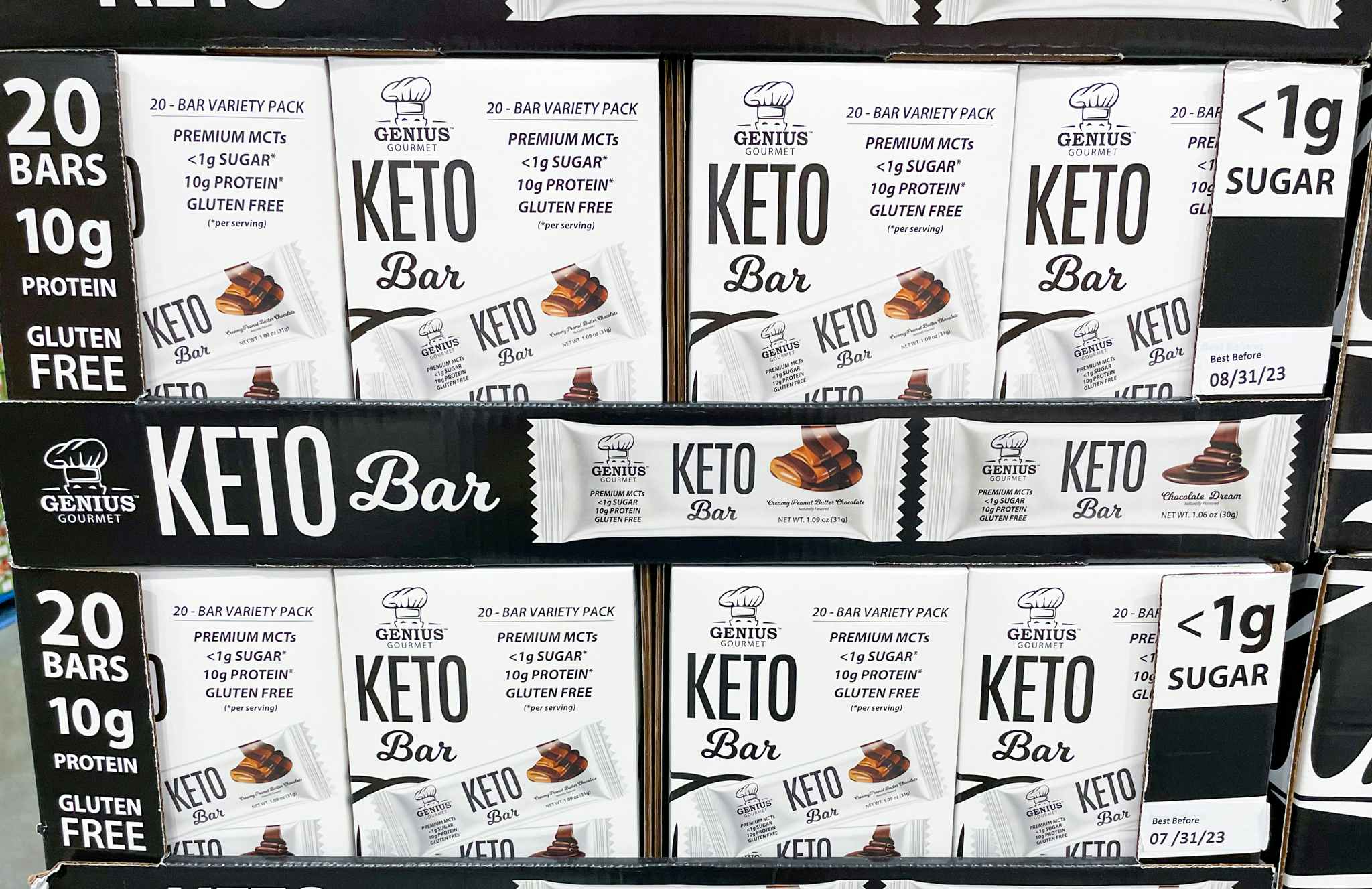 keto bars on a shelf at costco