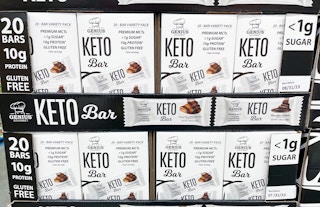keto bars on a shelf at costco