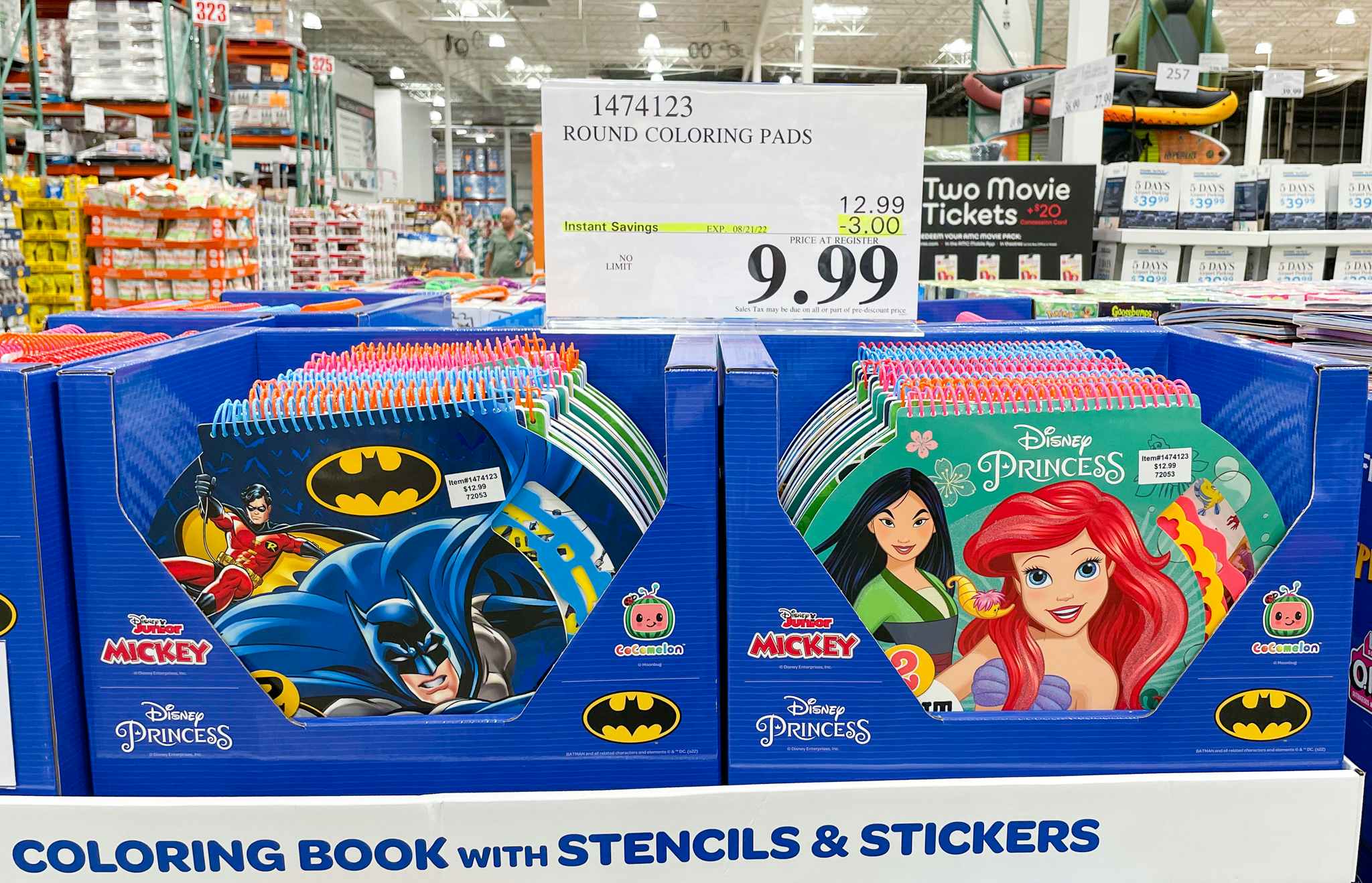 activity books with sales sign at costco