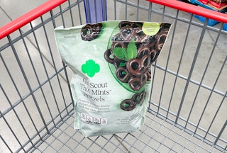 thin mints in a cart at costco