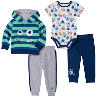 4 piece infant clothing set with monsters