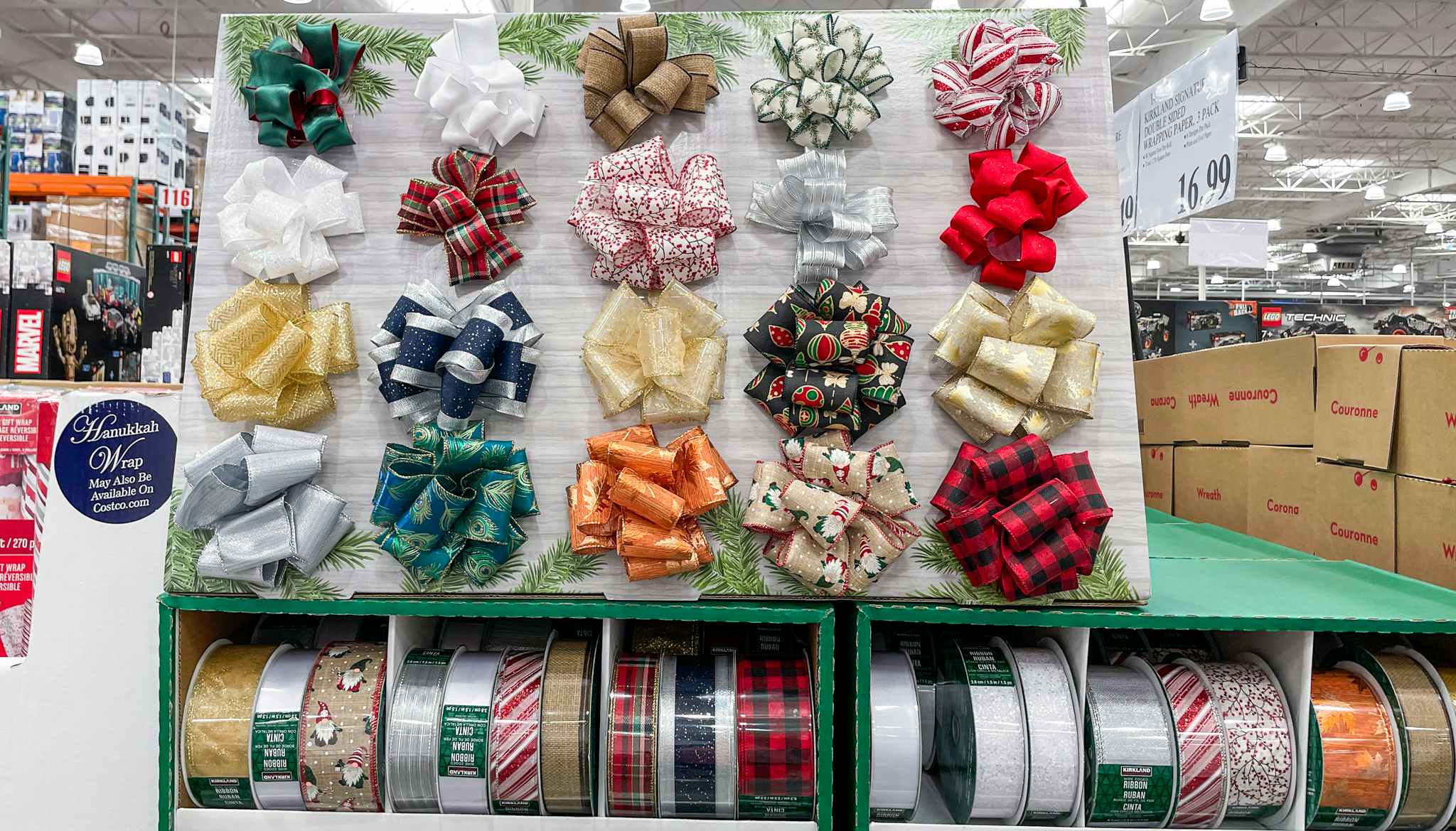 christmas ribbons display at costco