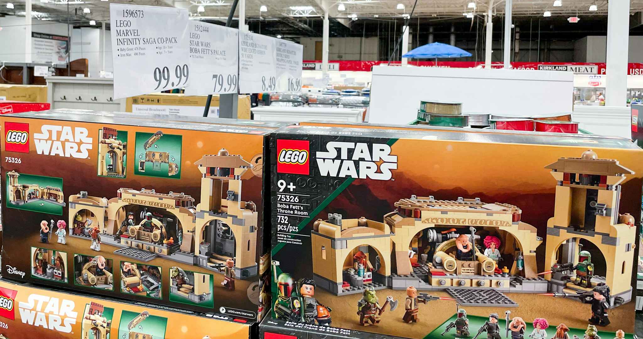 legos in boxes near sale sign at costco