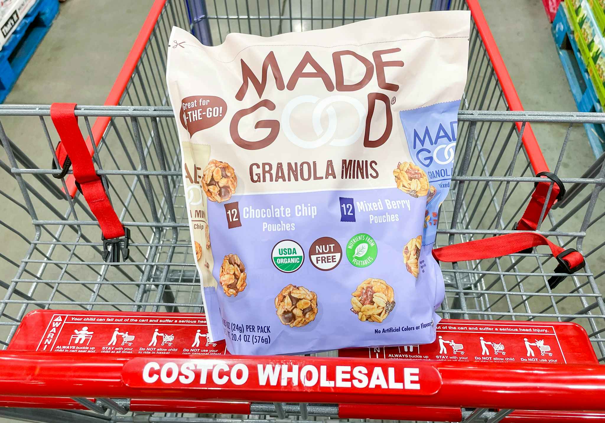 made good granola minis in a cart at costco