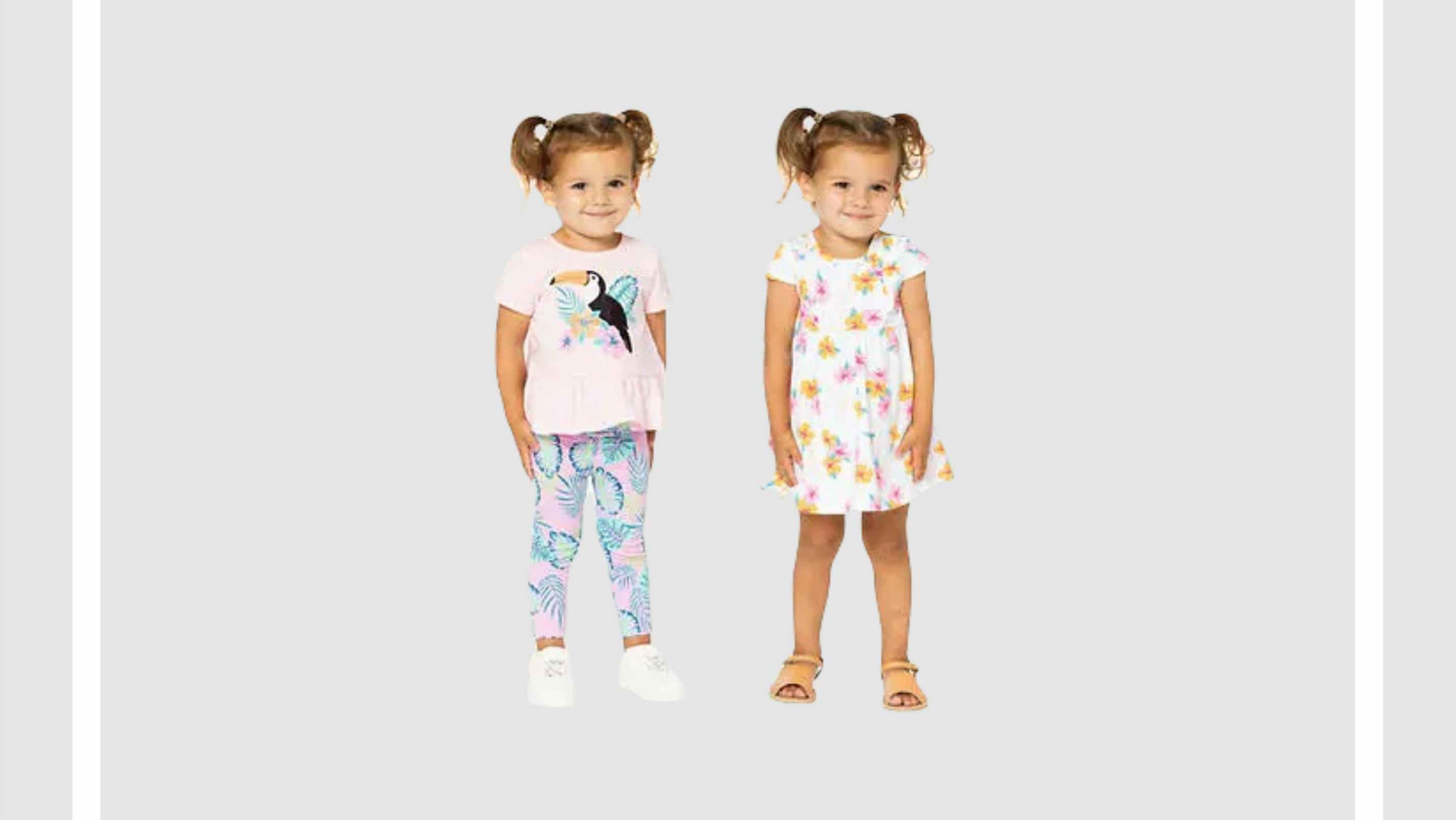 a 4 piece infant clothing set with toucans