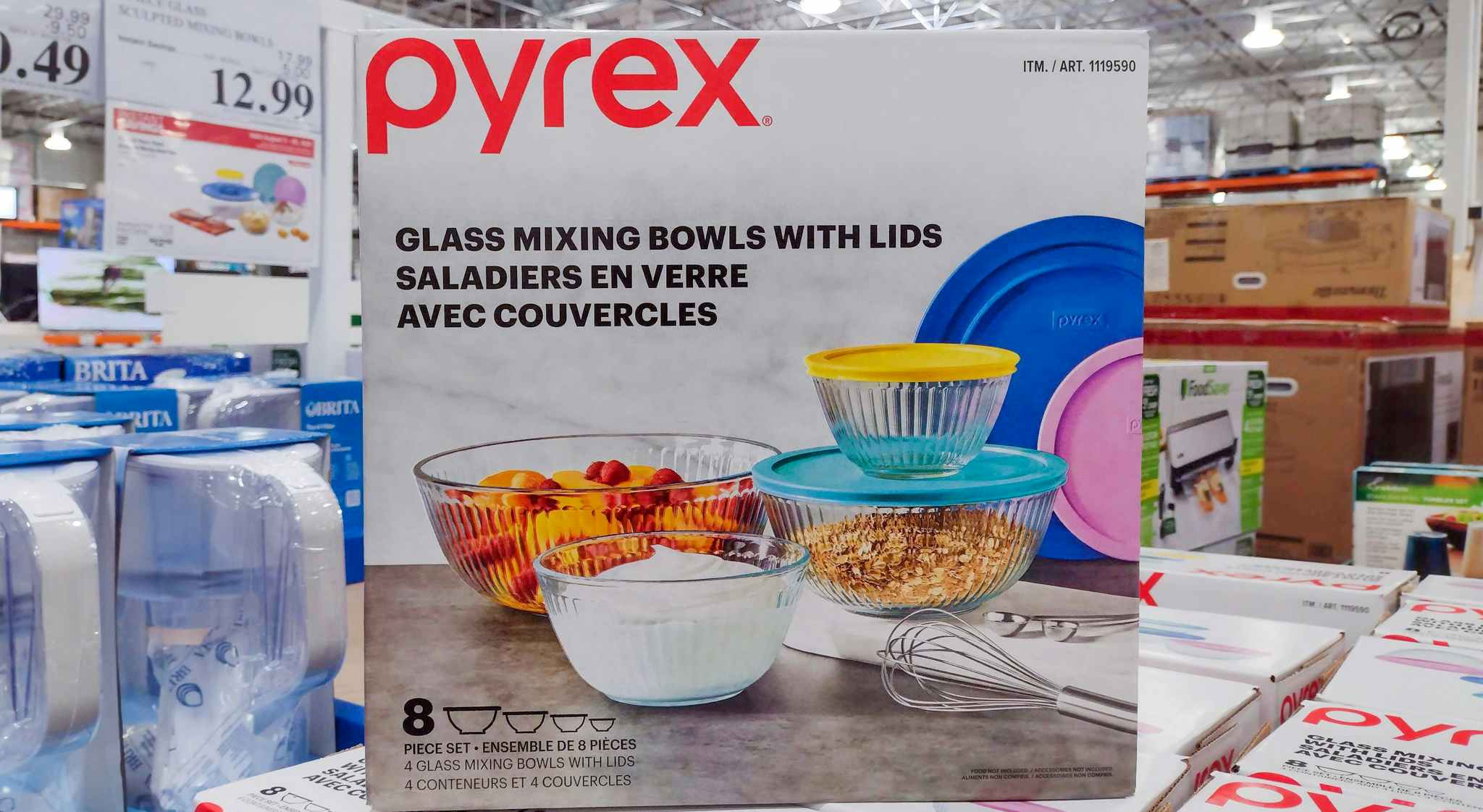 pyrex in box near sales sign