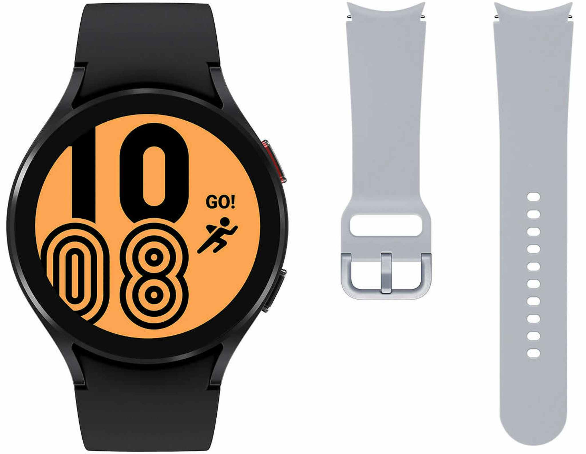 samsung galaxy watch4 on a white background with extra watch band 