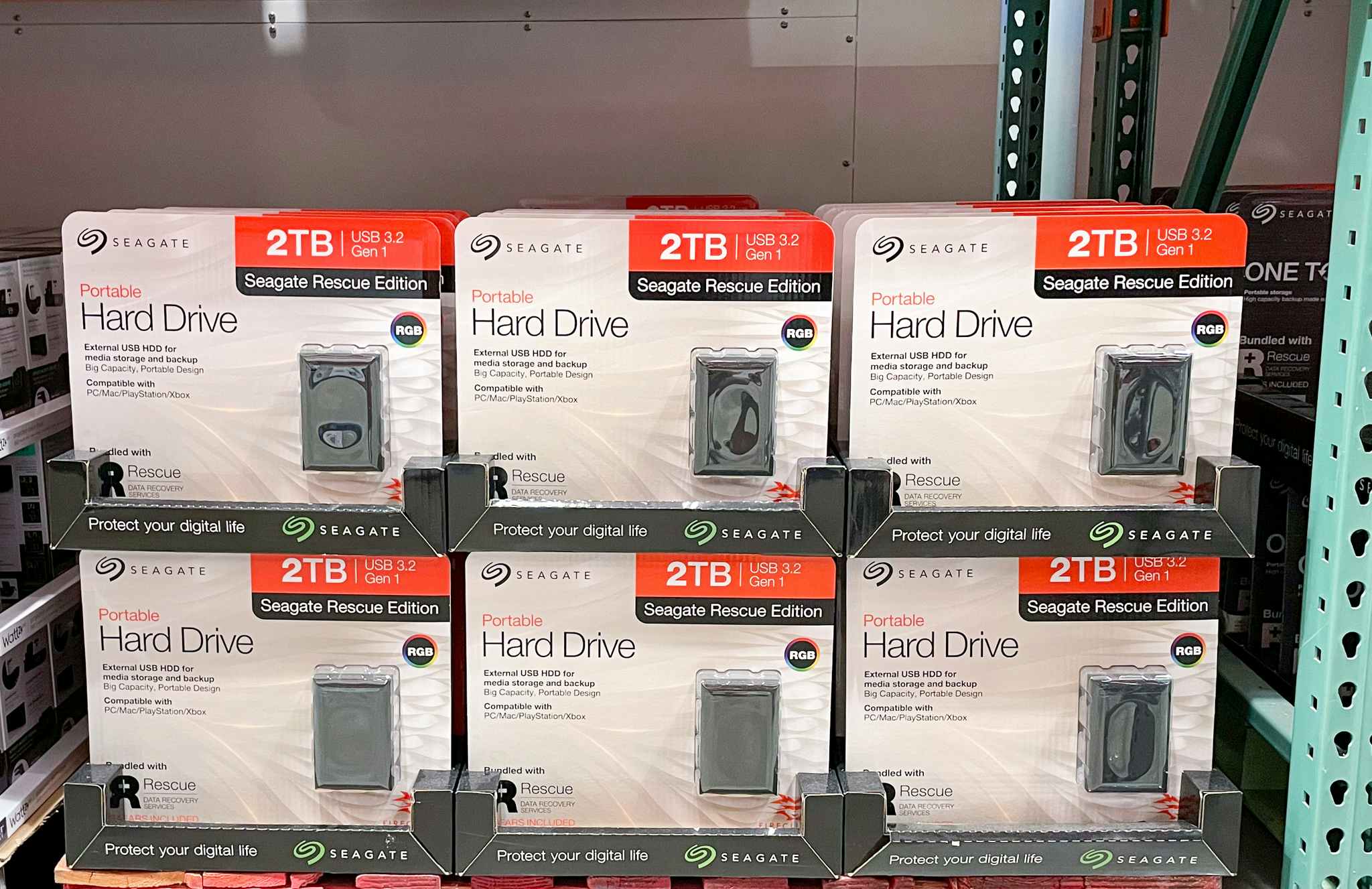hard drive in package on sales floor at costco