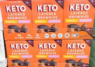 keto brownies in a box on a shelf at costco