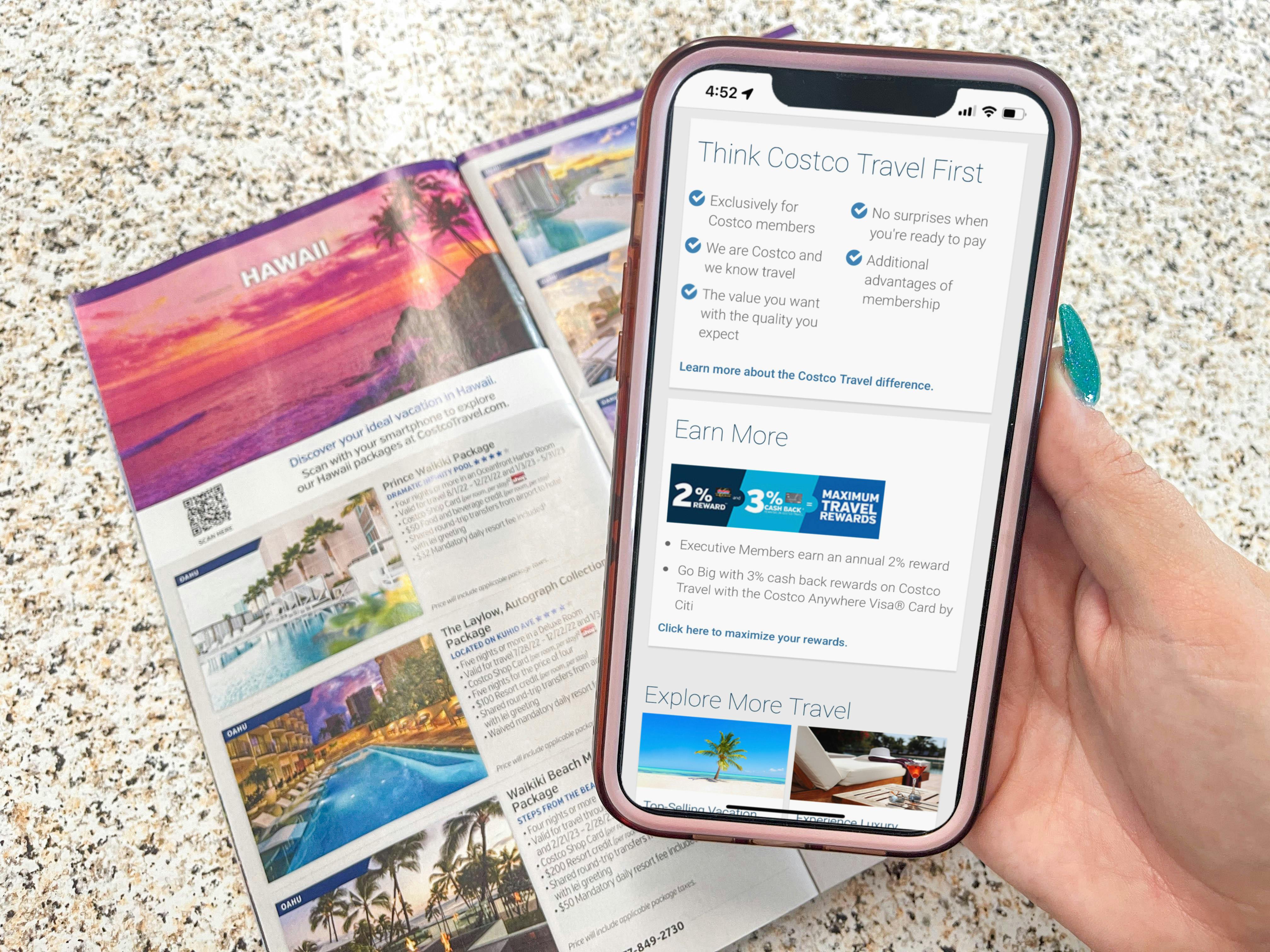 a cellhpne with costco travel on screen