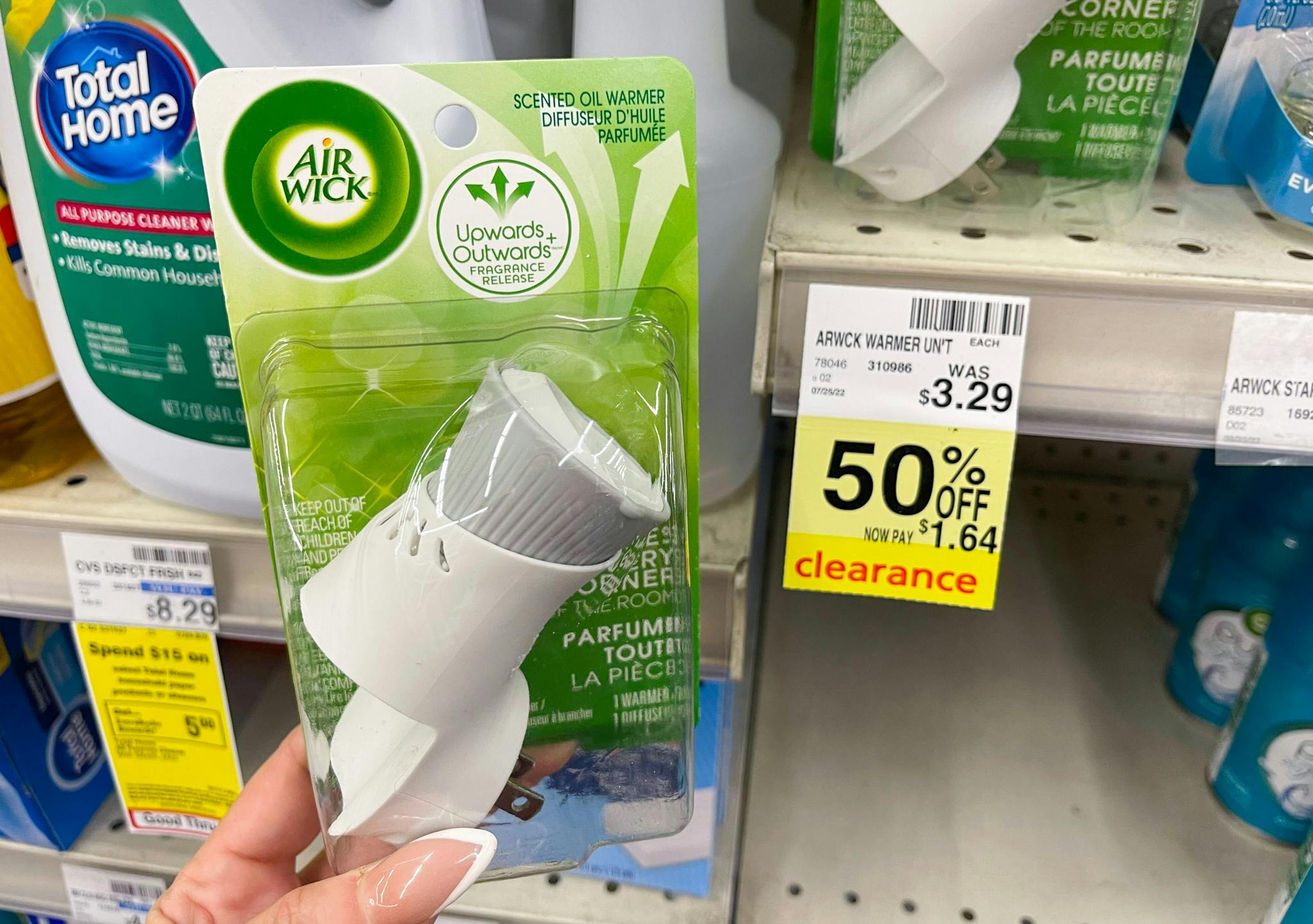 air wick warmer held next to clearance tag