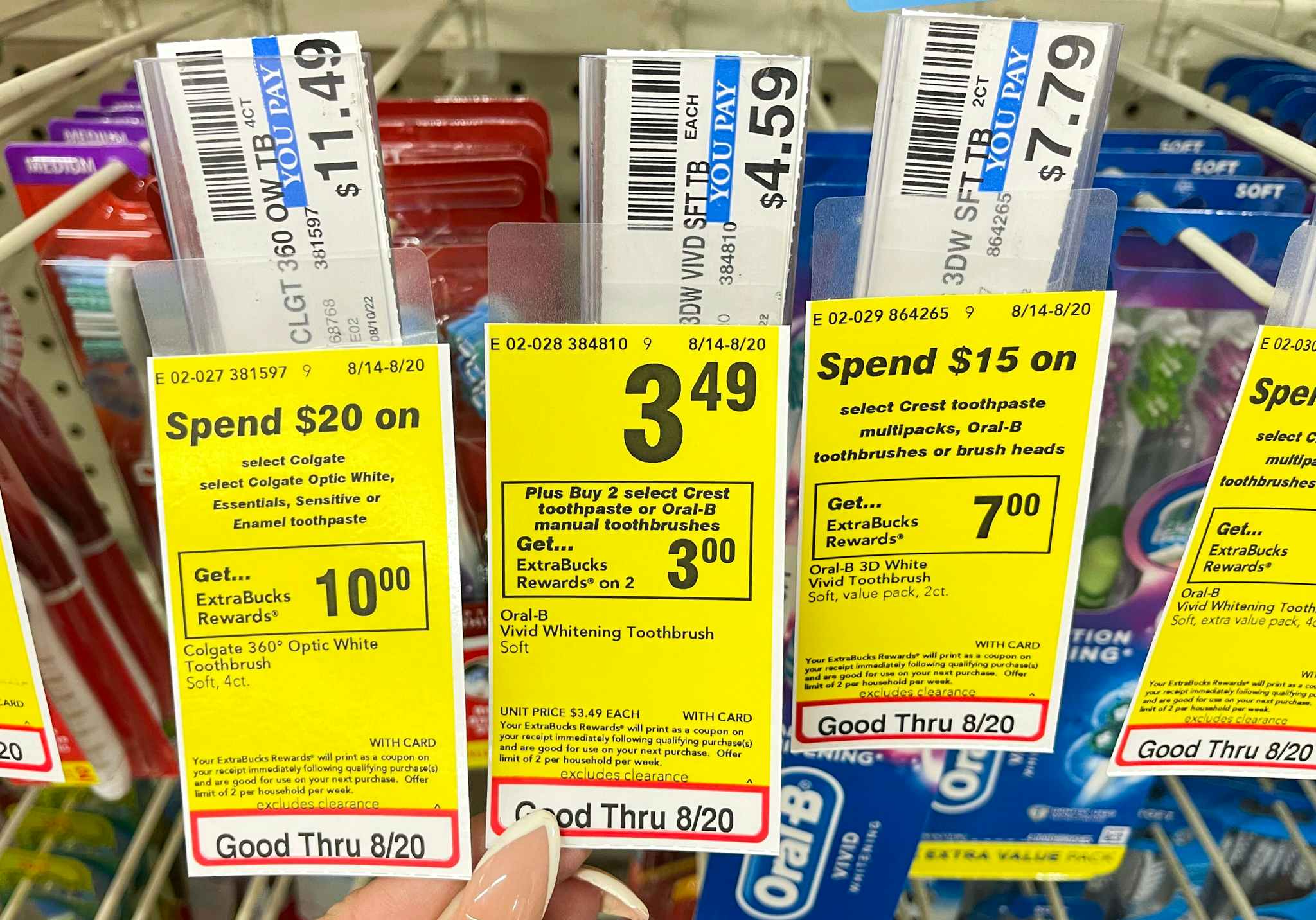 oral-b toothbrush sale tag at cvs