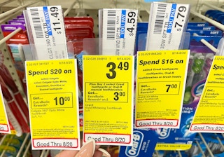oral-b toothbrush sale tag at cvs