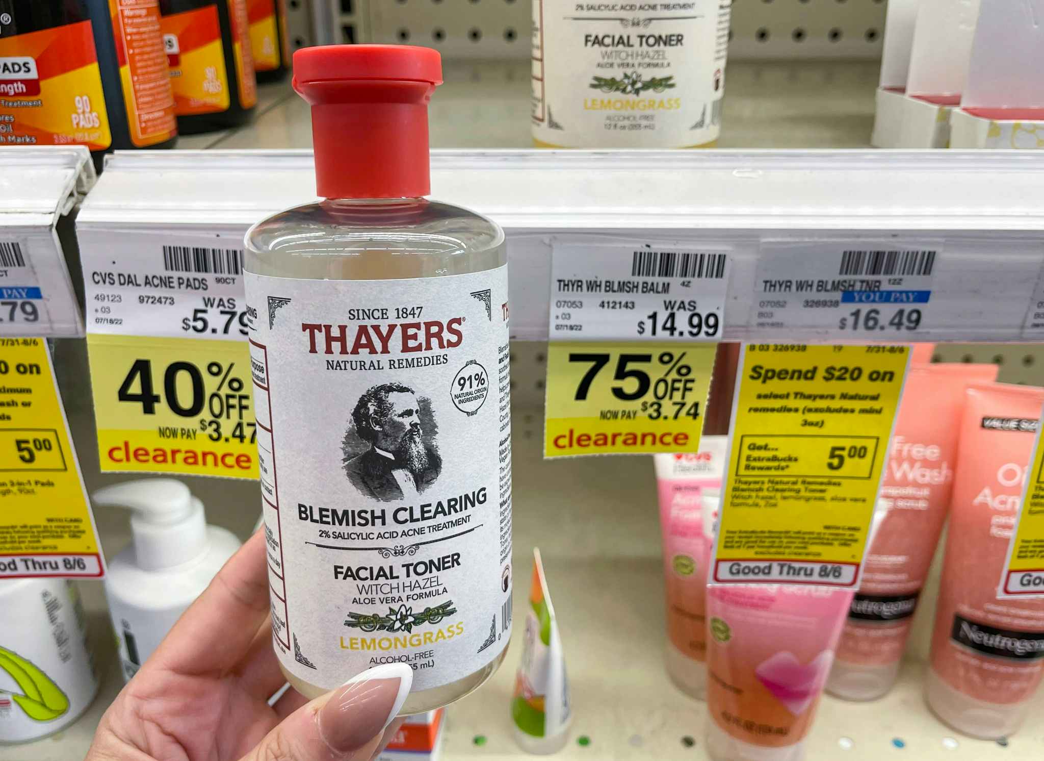 thayers toner next to clearance tag
