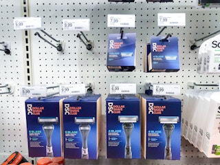 dollar shave club razors and refills on a target shelf