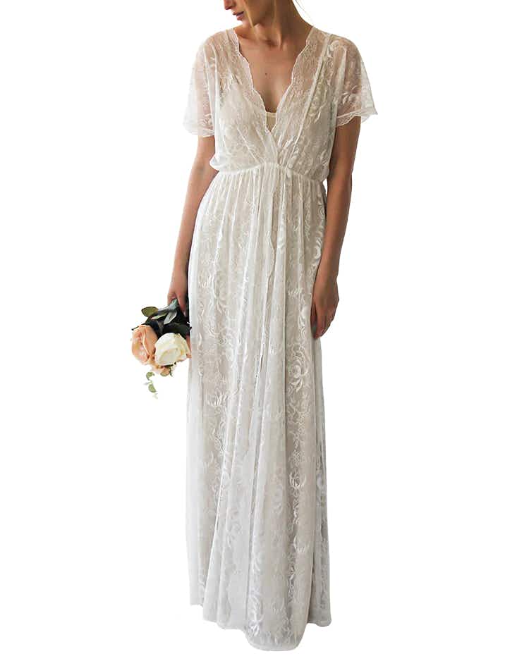 Etsy blushfashion boho lace wedding dress model