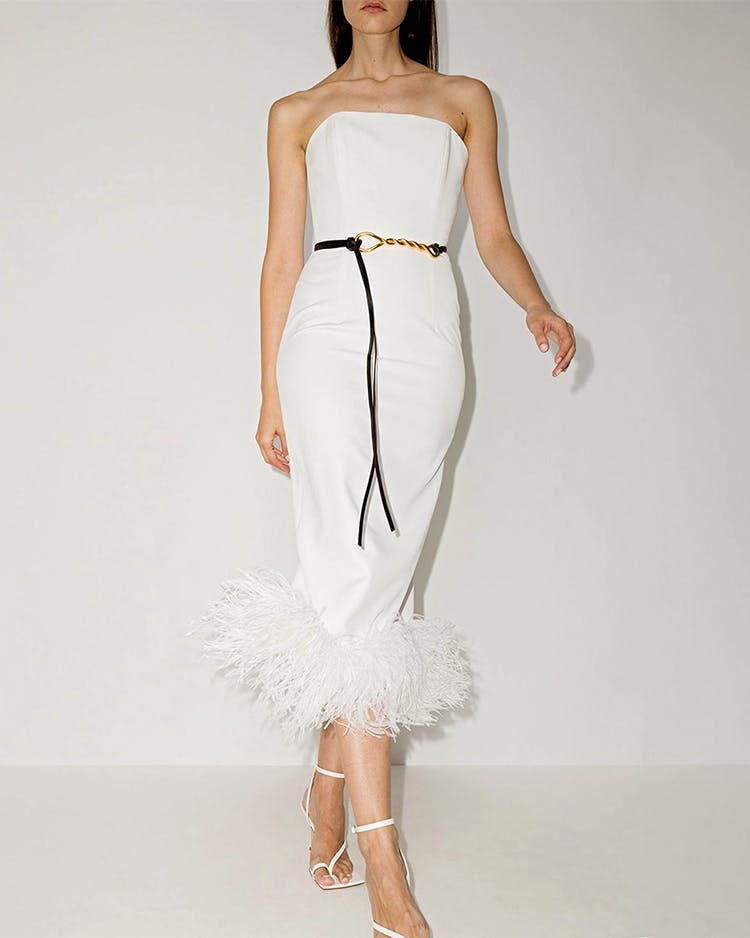 Farfetch 16Arlington Feather-Trim wedding dress model