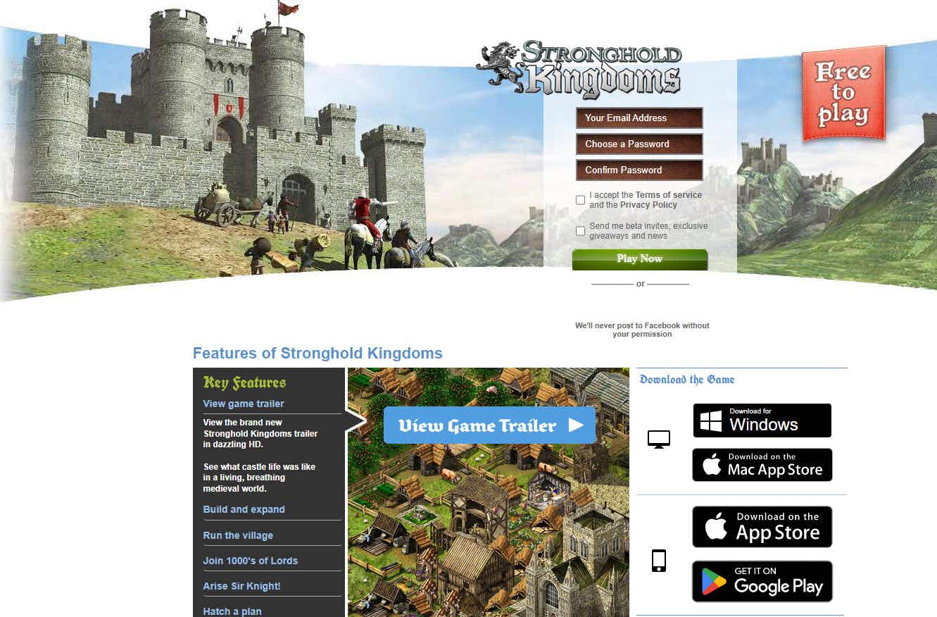 Stronghold Kingdoms game with a castle on a mountainside.