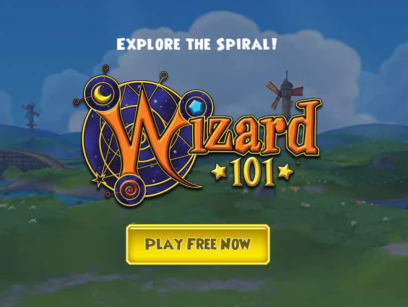 A screenshot of the online game Wizard 101 that has a windmill and creek nearby.
