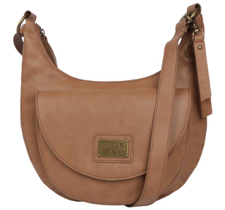 a brown leather hobo crossbody bag
