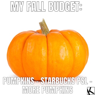 fall memes of pumpkin with fall budget