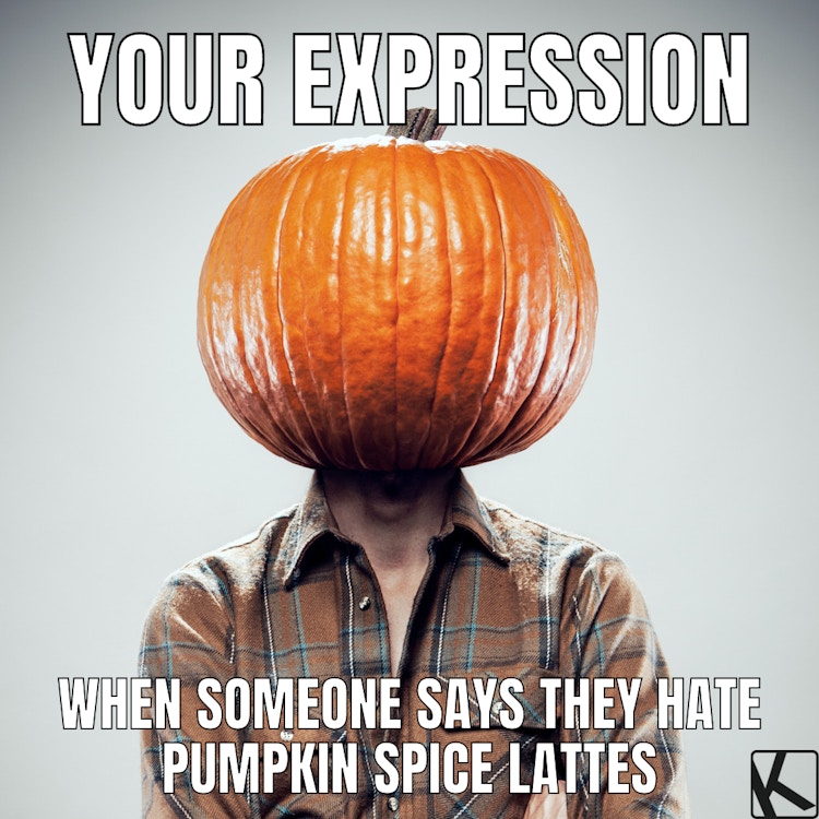 fall memes of man wearing pumpkin on head