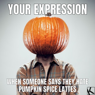 fall memes of man wearing pumpkin on head