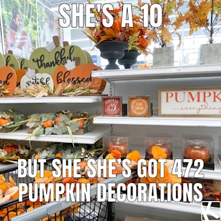 fall memes of store shelves with autumn decor