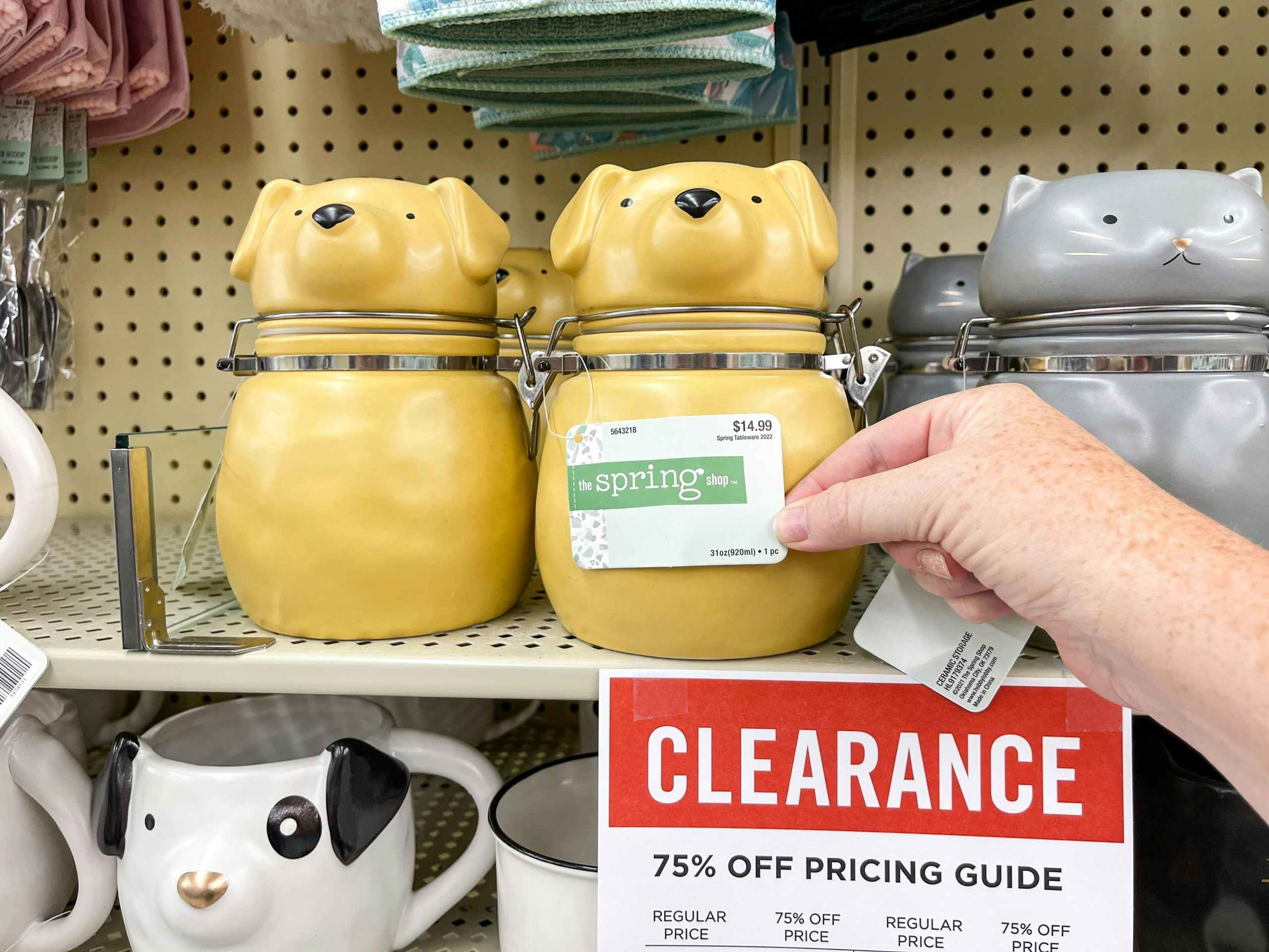 dog cookie jar on shelf