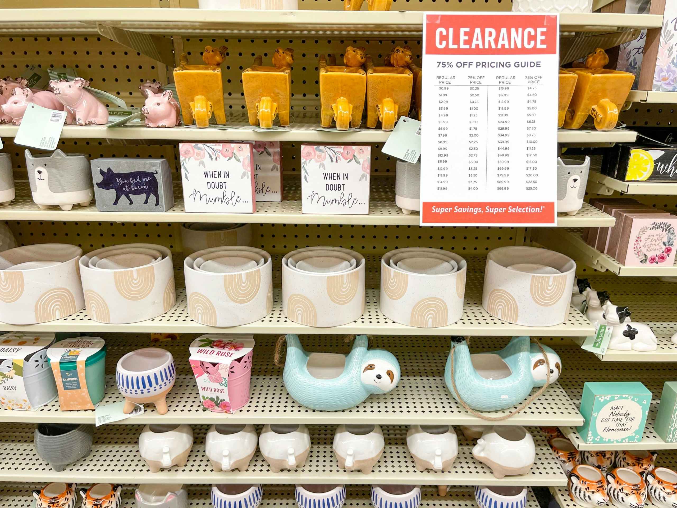 planters on shelves