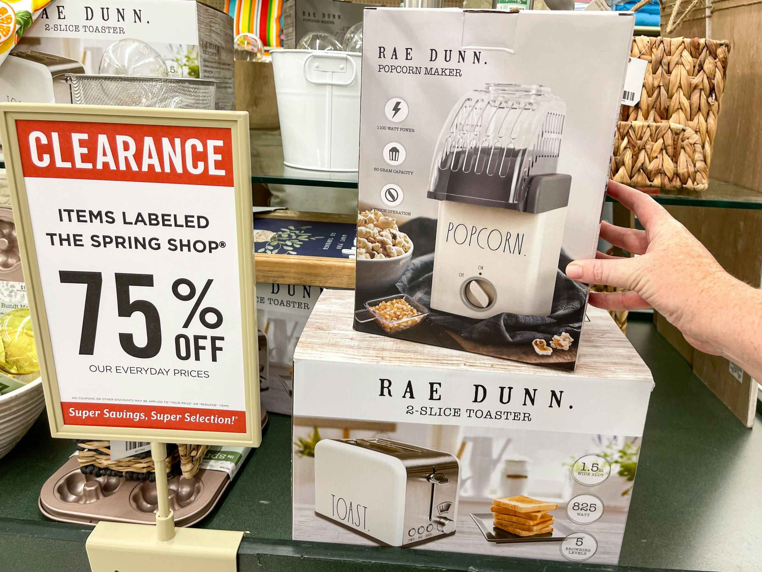 rae dunn popcorn maker on shelf