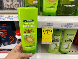 garnier fructis hair care next to sale tag
