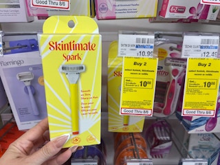skintimate spark razor next to cvs promotion tag august 2022
